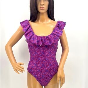 J. Crew NEW Ruffle Scoopback Liberty London Glenjade Floral One Piece Swimsuit